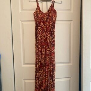 Angie Red and Brown Patterned Maxi Dress